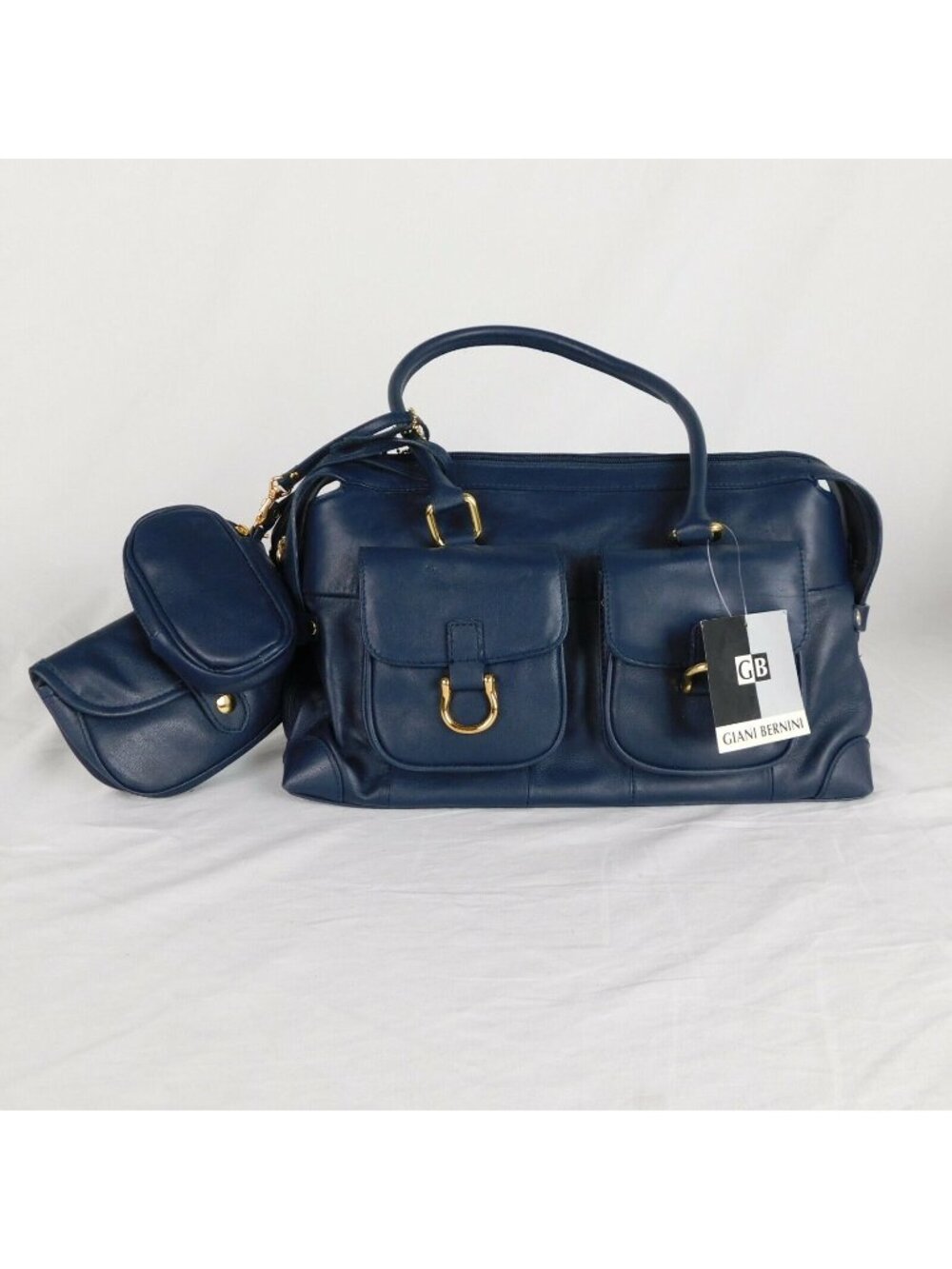 Giani Bernini Cell Phone Classic Navy Leather Purse Handbag New with Tags